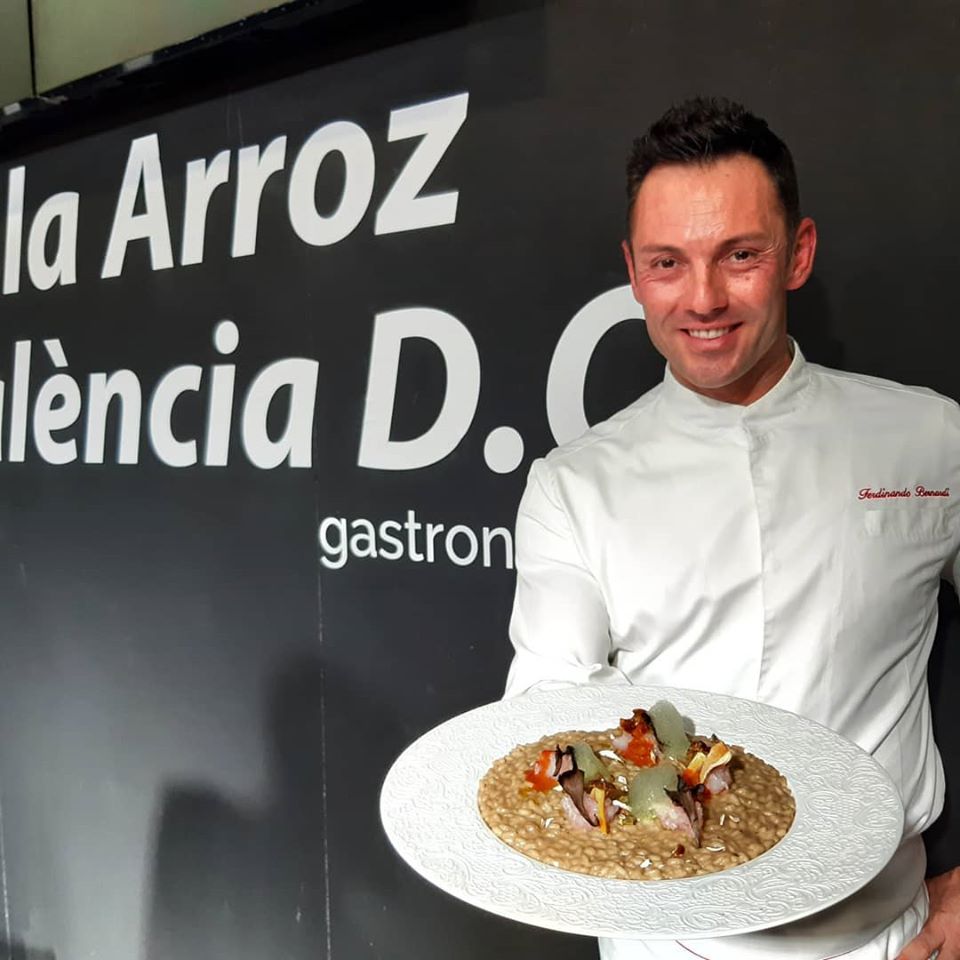 Risotto al funghi y gamba roja de Dénia, de Ferdinando Bernardi